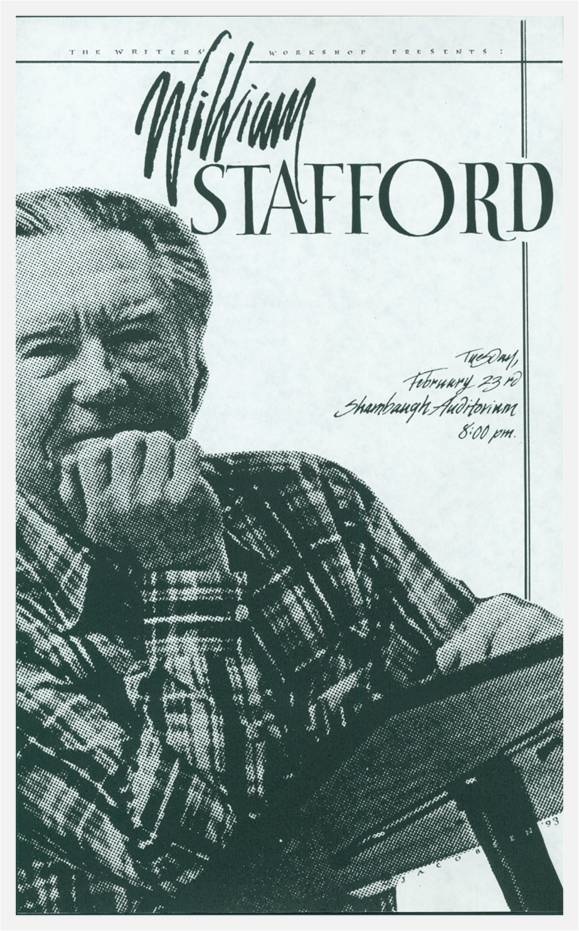 a poster for a reading with the image of the author on it