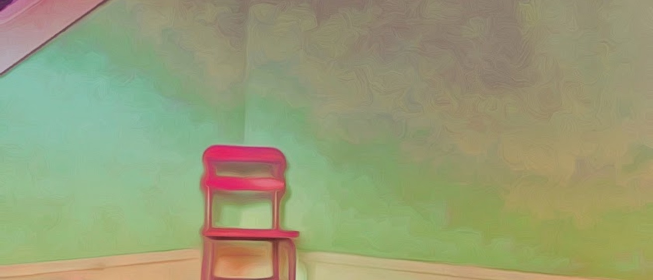 a painting of a chair in a corner