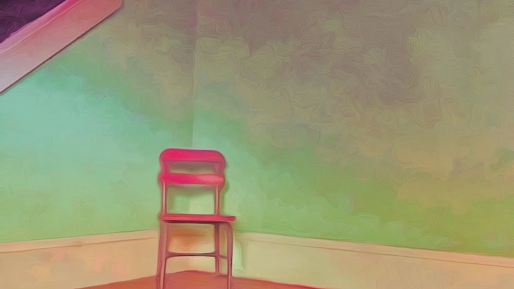 a painting of a chair in a corner